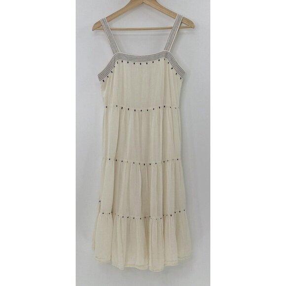 Old Navy Dresses & Skirts - Old Navy Women’s Ivory Tiered Embroidered Midi Swing Dress M Boho,‎ Flaw